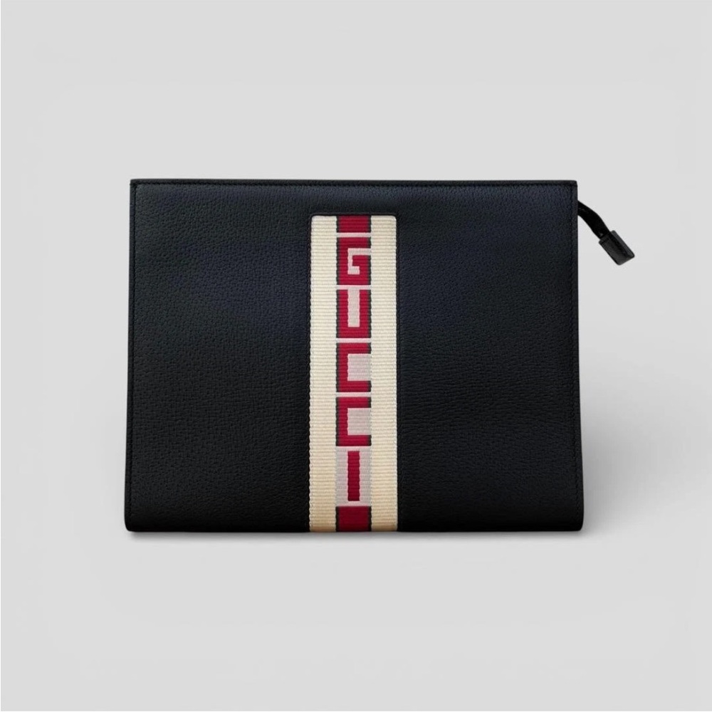Gucci Black Toiletry Bag with Red and White Stripe - Picture 16 of 16